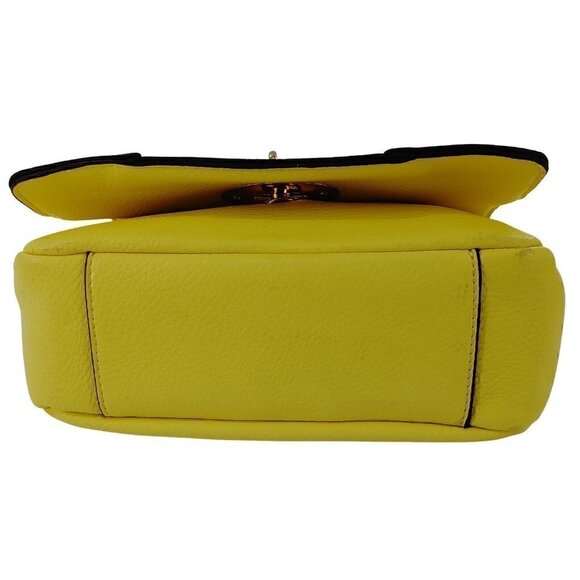 CHARMING CHARLIE Bright Yellow Faux Pebble Leather Messenger Crossbody - Picture 6 of 8
